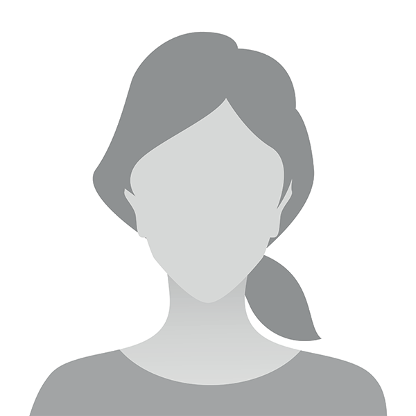 The image is a stylized, grayscale silhouette of a woman's head and shoulders, with her hair tied back and a simple outline that suggests the contours of her face and body.